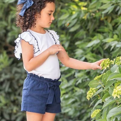 Short niña Lazo Lino azul